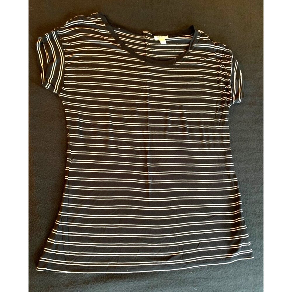 Old Navy Womens Striped Black & White Rayon T-Shirt Size Large